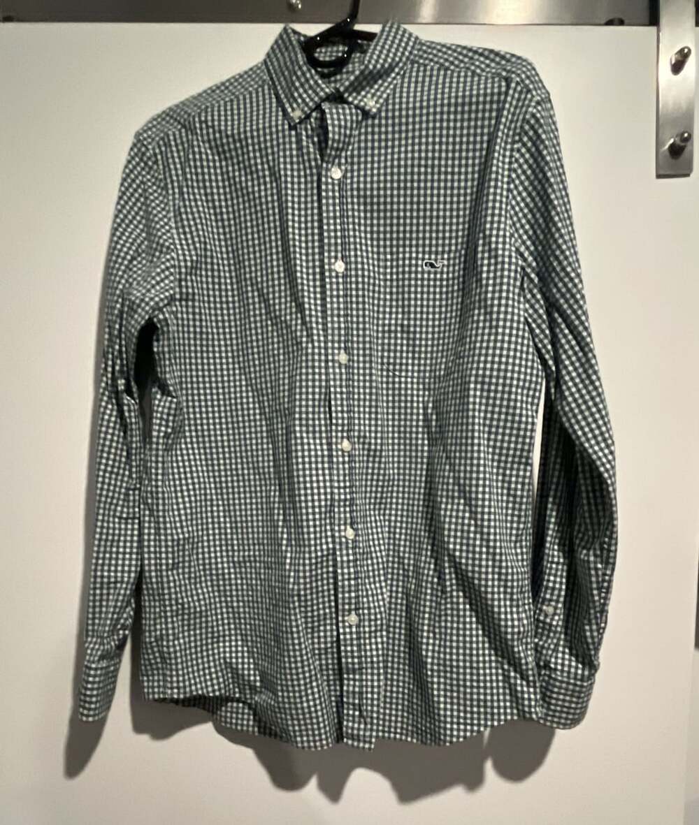 Vineyard Vines Classic Fit Tucker Gingham Shirt Green White Medium